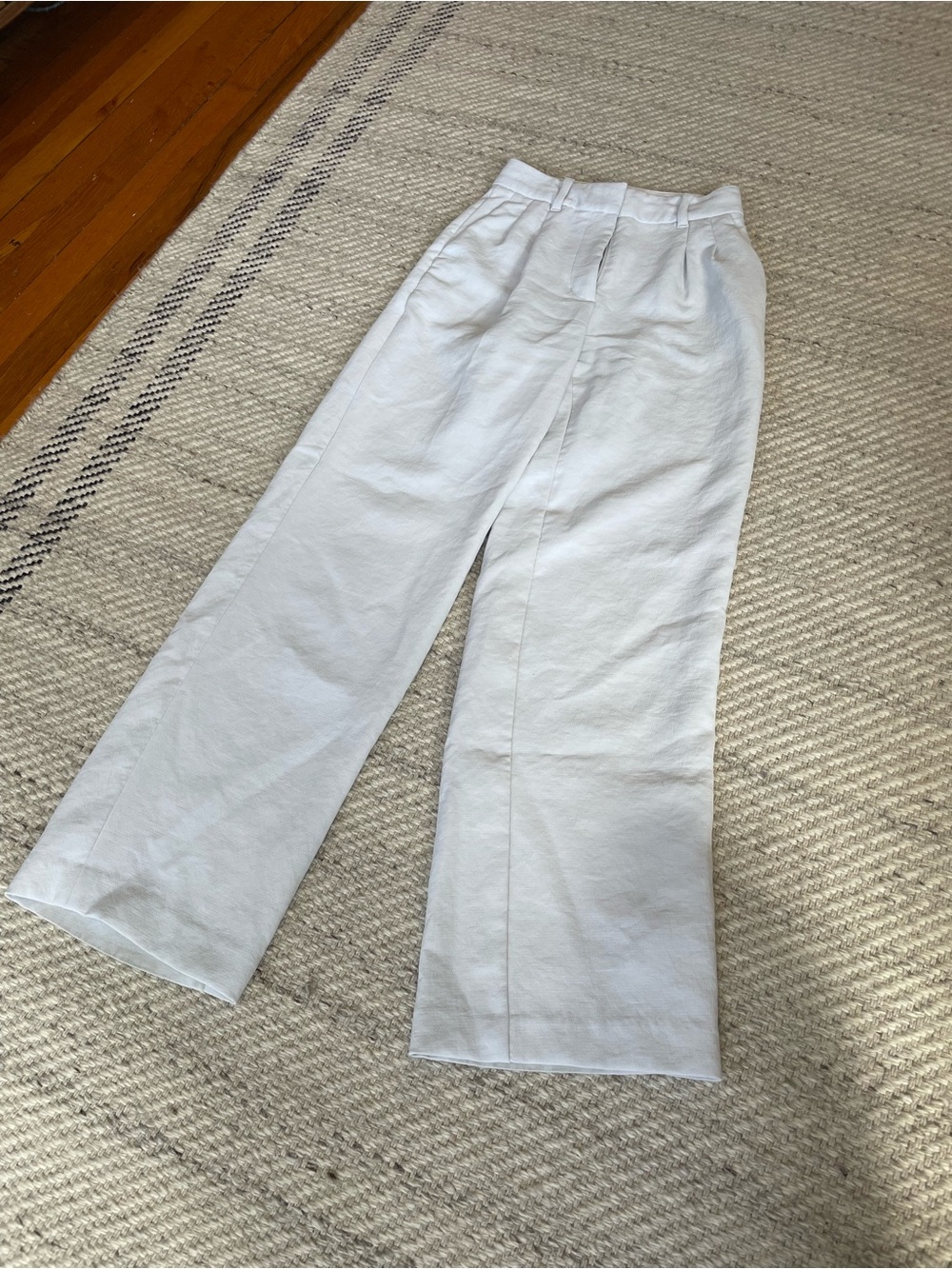 Aritzia Effortless Pale Blue High-Waist Wide-Leg Trousers